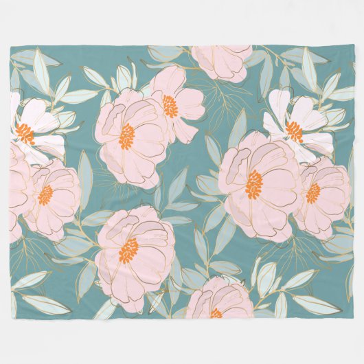 美しい水色の甘い植物性ブルーピンクファイル フリースブランケット (正面(横))