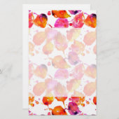 美しい水色の紅葉パターン 便箋 (正面/裏面)