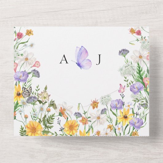 美しい水色の結婚花 オールインワン招待状 (裏面)