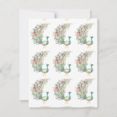 美しい水色の緑の孔雀 ノートカード (裏面)