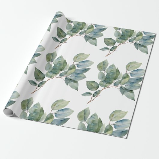 美しい水色の緑の植物 ラッピングペーパー (アンロールド)