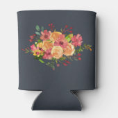 美しい水色の花デザイン 缶クーラー (裏面)