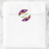 美しい水色の花フローラデザイン緑l ラウンドシール (バッグ)