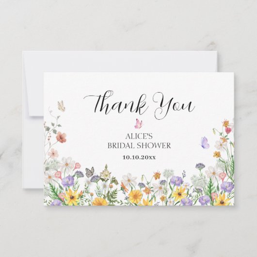 美しい水色の花 サンキューカード (正面)