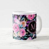 美しい水色の花 ジャンボコーヒーマグカップ (正面右)