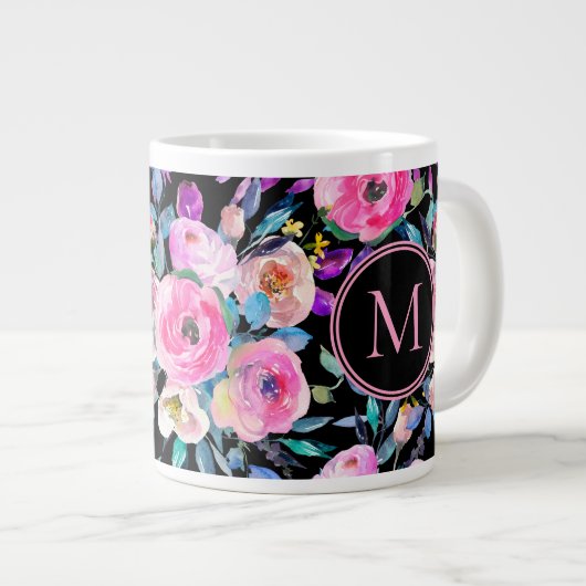 美しい水色の花 ジャンボコーヒーマグカップ (正面右)