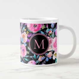 美しい水色の花 ジャンボコーヒーマグカップ