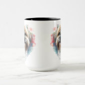 美しい水色の茶色の白ラサアプソドッグ マグカップ (中央)