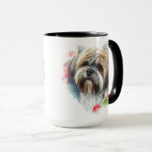 美しい水色の茶色の白ラサアプソドッグ マグカップ (正面右)