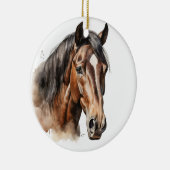 美しい水色の茶色の馬顔 セラミックオーナメント (右)