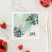 美しい水色の葉デザイン スタンダードカクテルナプキン (インサイチュ)