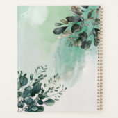 美しい水色の葉デザイン プランナー手帳 (裏面)