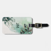 美しい水色の葉デザイン ラゲッジタグ (正面横)