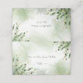 美しい水色の葉金ゴールドアクセント プレイスカード (外部開封)