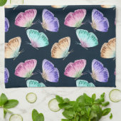 美しい水色の蝶パターン キッチンタオル (折り畳み)