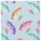 美しい水色の蝶パターン ファブリック (クローズアップ)