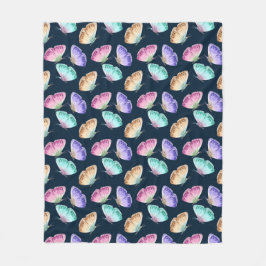 美しい水色の蝶パターン フリースブランケット