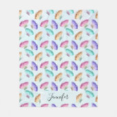 美しい水色の蝶パターン フリースブランケット (正面)