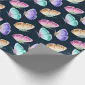 美しい水色の蝶パターン ラッピングペーパー (角)