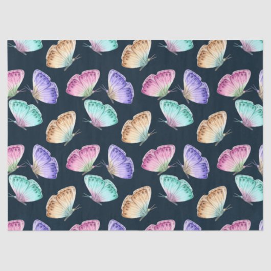 美しい水色の蝶パターン 薄葉紙 (正面)