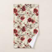 美しい水色の赤りんご花 バスタオルセット (ハンドタオル)