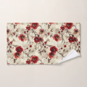 美しい水色の赤りんご花 バスタオルセット (ハンドタオル)