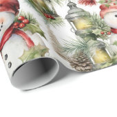 美しい水色の雪だるまクリスマス ラッピングペーパー (ロールコーナー)