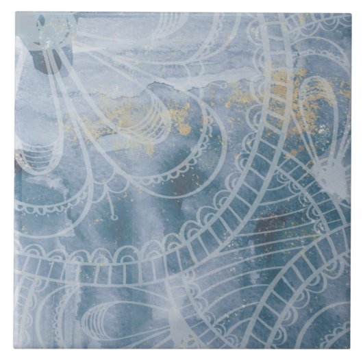 美しい水色の青いグレーとイン芸術的ク タイル (正面)