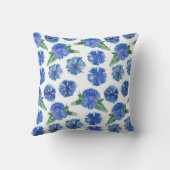 美しい水色の青いトウモロコシの花 クッション (裏面)