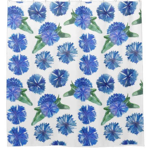 美しい水色の青いトウモロコシの花 シャワーカーテン (正面)