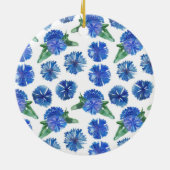 美しい水色の青いトウモロコシの花 セラミックオーナメント (裏面)