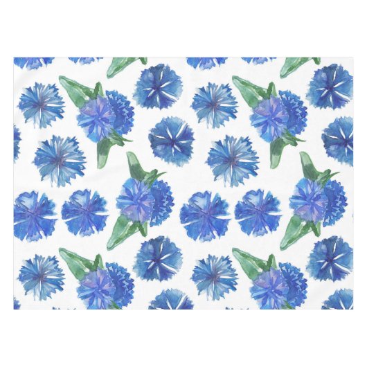 美しい水色の青いトウモロコシの花 テーブルクロス (正面(横))