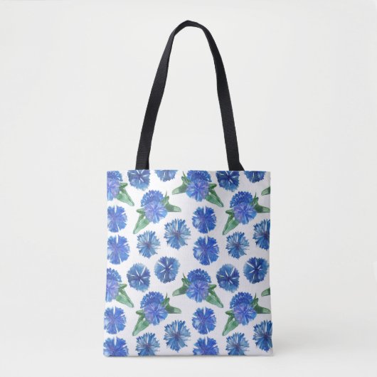 美しい水色の青いトウモロコシの花 トートバッグ (正面)