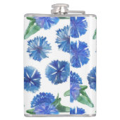 美しい水色の青いトウモロコシの花 フラスク (裏面)