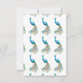 美しい水色の青い孔雀イラストレーション サンキューカード (裏面)