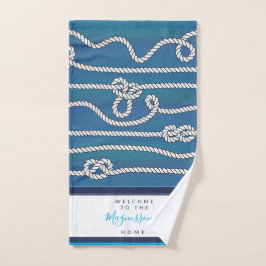 美しい水色の青い緑の白いノットカスタム ハンドタオル