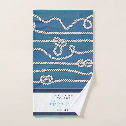 美しい水色の青い緑の白いノットカスタム ハンドタオル (ハンドタオル)