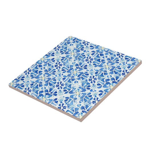 美しい水色の青のオフホワイト淡い色のイエロー タイル (側面)