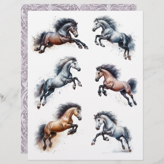 美しい水色の馬が宙に舞う (正面/裏面)