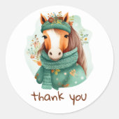 美しい水色の馬のシール ラウンドシール (正面)