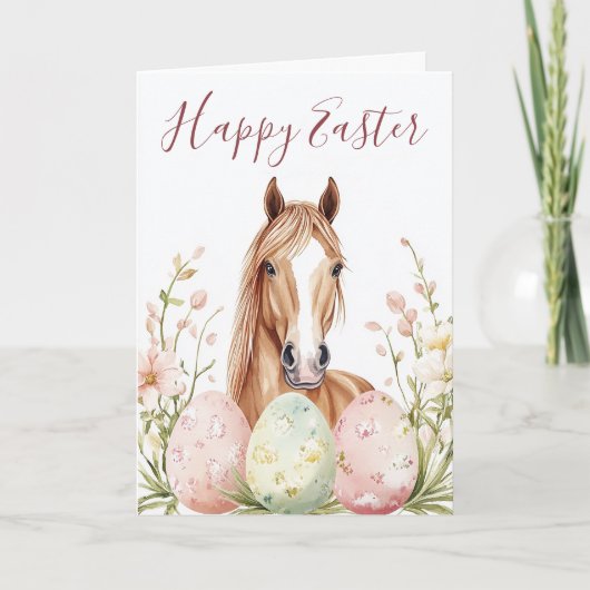美しい水色の馬の復活祭の願い シーズンカード (正面)