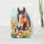 美しい水色の馬の復活祭の願い シーズンカード (正面)