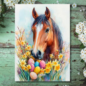 美しい水色の馬の復活祭の願い シーズンカード