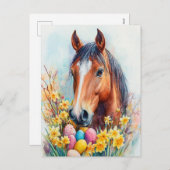 美しい水色の馬の復活祭の願い シーズンポストカード (正面/裏面)