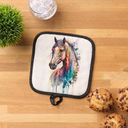 美しい水色の馬 鍋敷き (トップダウン)