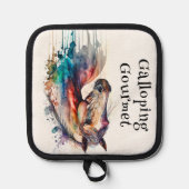 美しい水色の馬 鍋敷き (正面)