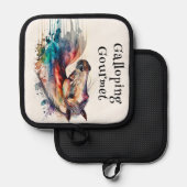 美しい水色の馬 鍋敷き (正面/裏面)