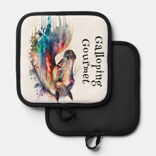 美しい水色の馬 鍋敷き (正面/裏面)