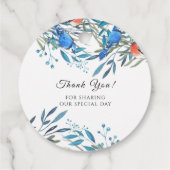 美しい水色の鳥と葉ありがとう フェイバータグ (裏面)