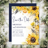 美しい水色ひまわりフローラ結婚ズ セーブザデート